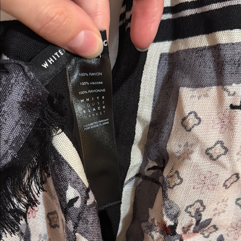 White House Black Market Cherry Blossom Floral Scarf in Black, Grey and Pink - Picture 3 of 9